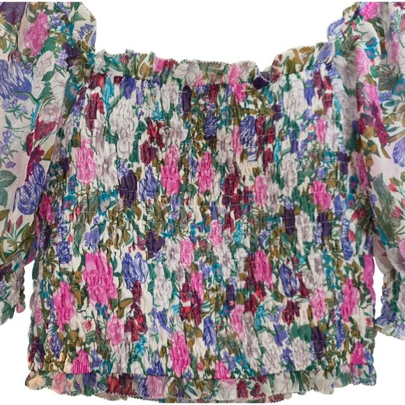 Women's - ASTR The Label Floral Smocked Blouse, Size Small - Picture 8 of 8